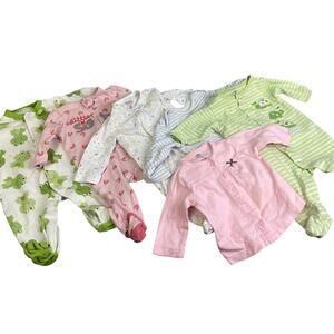 Lot of 6 Carters Baby Girl 3 Months One Piece Sleepers Long Short Sleeve Top Lot